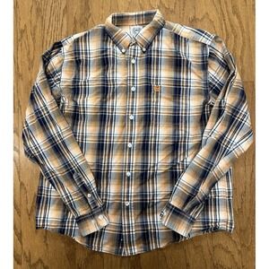 CINCH Western Shirt Plaid Orange Black  Boys XXL (16/18) EUC